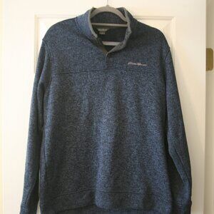 Eddie Bauer Men's Quarter Button Pullover Jacket, Size Large, Navy Blue